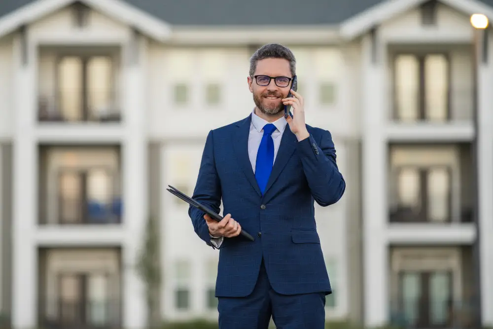 Property manager on phone