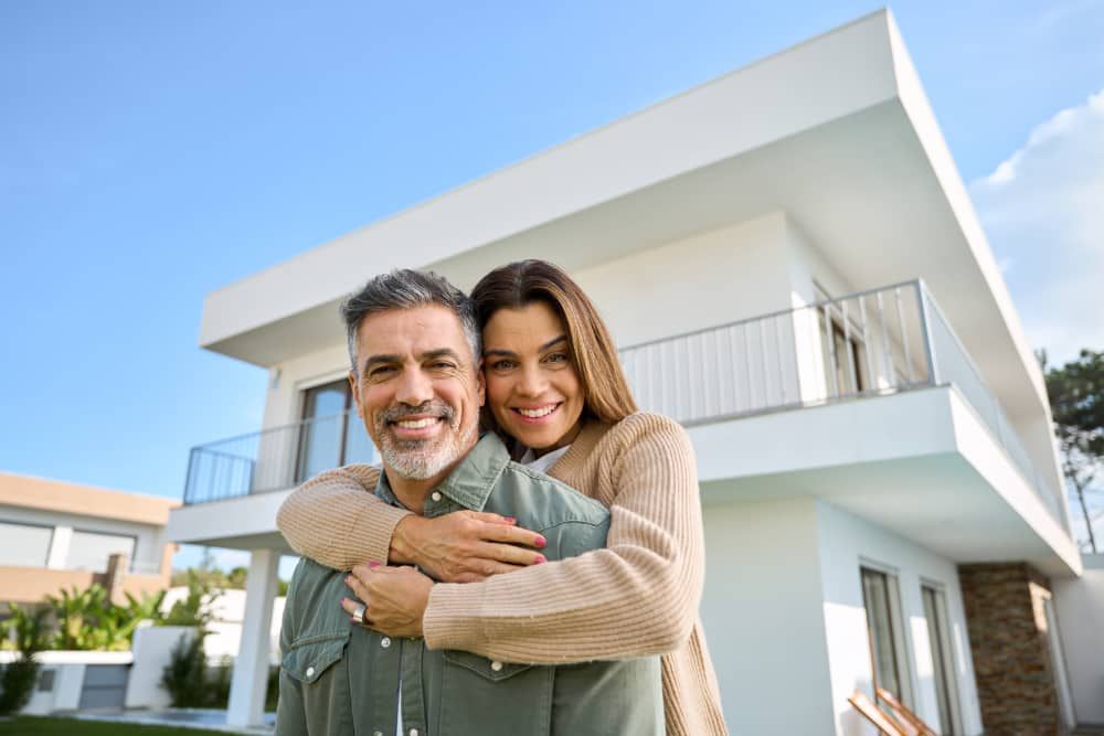 Couple in front of new property